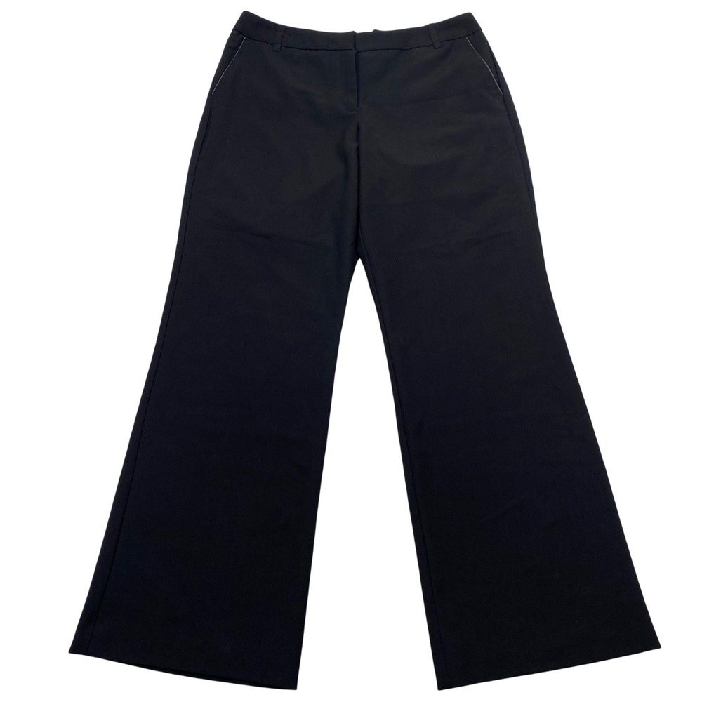 Worthington Dress Pants Womens 12 Black Modern Fit Wide Leg Trousers 1412289